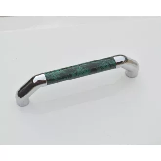   Kunststoff-Möbelgriff, Farbe silber-grün, Lochabstand 96 mm