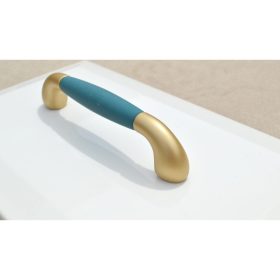   10 db Műanyag bútorfogantyú II. osztályú, matt arany - bársony zöld, 128 mm furattávval