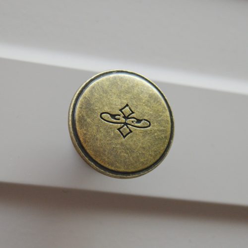 OLBIA_104, Metall-Möbelknopf, antike Bronze