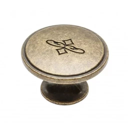 OLBIA_104, Metall-Möbelknopf, antike Bronze