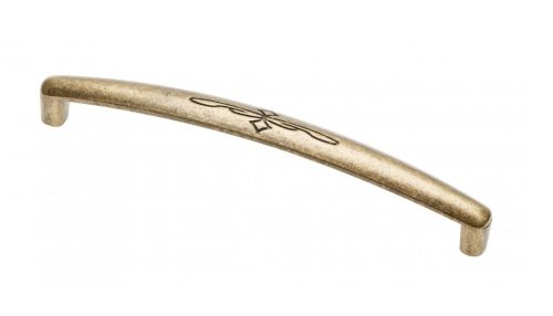 OLBIA_128 Fém bútorfogantyú, antik bronz szín, 128 mm furattávolság