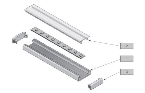 LED profil, csavarozható, 2fm, Alu szín