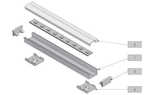 GLAXM LED Profil szerelőlap, 1 pár