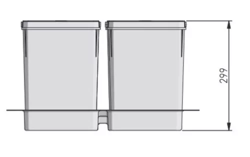 AxiSpace 600 mm, Integrierter Trennmüllbehälter, 4 Behälter, 2x15L és 2x7L  mit Deckeln