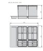 AxiSpace 700 mm, Integrierter Trennmüllbehälter, 4 Behälter, 2x15L és 2x7L  mit Deckeln