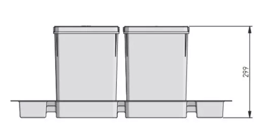 AxiSpace 800 mm, Integrierter Trennmüllbehälter, 4 Behälter, 2x15L és 2x7L  mit Deckeln