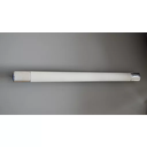 Fém bútorfogantyú, matt króm – fényes króm végekkel, 384 mm furattávval