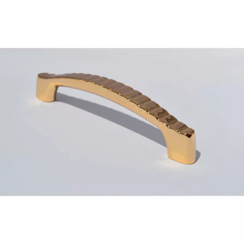 Metallgriff mit geriffelter Oberfläche, Lochabstand 96 mm, goldfarben