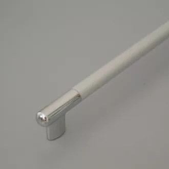   Fém bútorfogantyú, matt króm – fényes króm végekkel, 352 mm furattávval