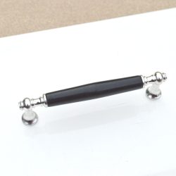 Plastic furniture handle, silver - black, 96 mm hole spacing
