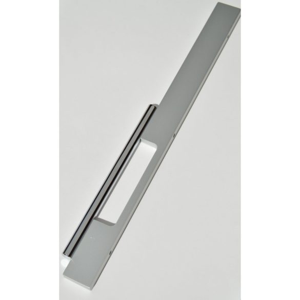 Metal furniture handle in matt aluminium and bright chrome colour combination