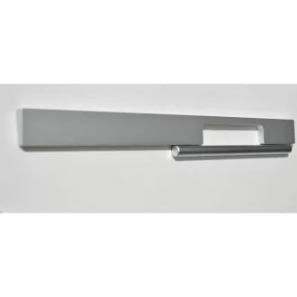   Möbelgriff aus Metall in der Farbkombination Aluminium matt und Chrom satiniert