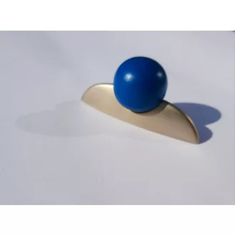   UN30_DM6006  Fém-fa bútorfogantyú, matt nikkel - kék , 32 mm furattáv