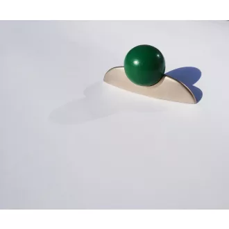   UN30_DM7006  Fém-fa bútorfogantyú, matt nikkel - zöld, 32 mm furattáv
