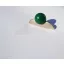 UN30_DM7006  Fém-fa bútorfogantyú, matt nikkel - zöld, 32 mm furattáv