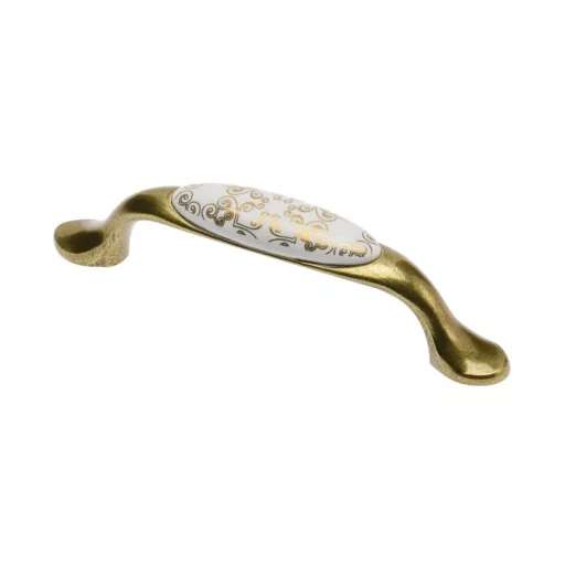 Porzellan-Metall-Möbelgriff, bronze- gold  motiv, Bohrung 96 mm