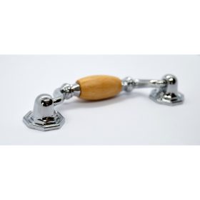   Fém-fa bútorfogantyú, bükk - króm színű, 80 mm furattávval