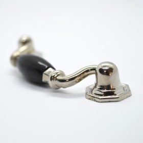   10 db Fém-műanyag bútorfogantyú, fekete - króm színű, 80 mm furattávval