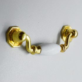   10 db Fém-műanyag bútorfogantyú, arany - króm színű, 80 mm furattávval