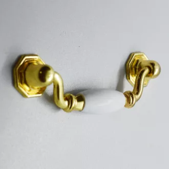   Möbelgriff in der Farbe Weiß-gold , Material Metall-Kunststoff