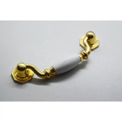 Möbelgriff in der Farbe Weiß-gold , Material Metall-Kunststoff
