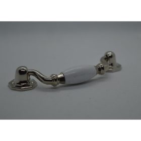   10 db Fém-műanyag bútorfogantyú, fehér - króm színű, 80 mm furattávval