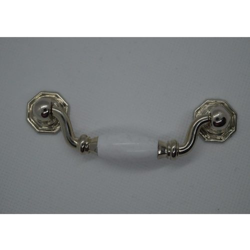 Möbelgriff in der Farbe Weiß-Chrom, Material Metall-Kunststoff