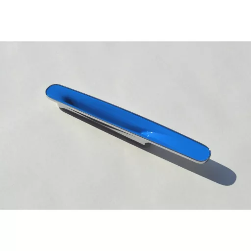Möbelgriff Metall-Kunststoff-Kombination, Chrom glänzend - blau