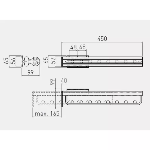 GTV Ausziehbarer Schultergurt 450 mm, schwarz-alu