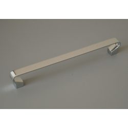   Shiny chrome coloured metal furniture handle with 192 mm hole spacing