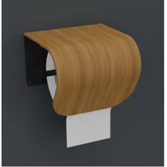   Individuell gestalteter Toilettenpapierhalter, lackierte Eiche, gebogenes Sperrholz