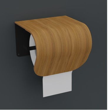 Individuell gestalteter Toilettenpapierhalter, lackierte Eiche, gebogenes Sperrholz