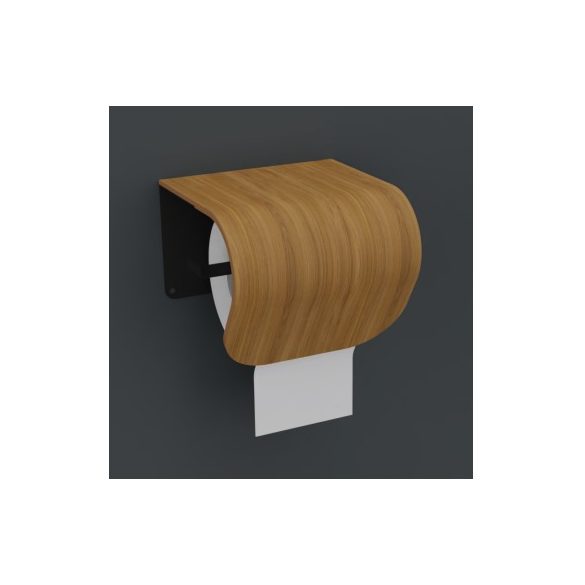 Individuell gestalteter Toilettenpapierhalter, lackierte Eiche, gebogenes Sperrholz